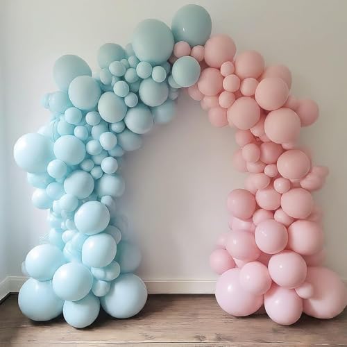 Image of Regular Balloon Combo For Decoration with Glue Dots & Balloon Arch Strip - Party Decor Set For Easy Party Setup (BLUE PINK, 50)