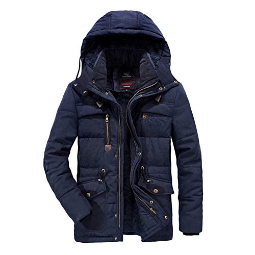 YLXD Homme Veste à Capuche en Coton Manteau d'hiver Extérieur Classique Manteau Chaud Polaire Parka d'Extérieur d'hiver Veste Militaire Coupe-Vent Mi-Long Décontracté A,8XL Cover