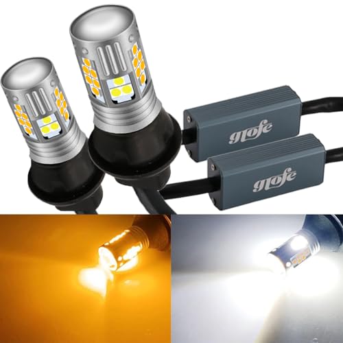 GLOFE 3157 4057 3057 4157 3030SMD Error Free Dual Color Type 2 Switchback DRL LED Turn Signal Light Bulbs No Hyper Flash Built-in Resistors All in One