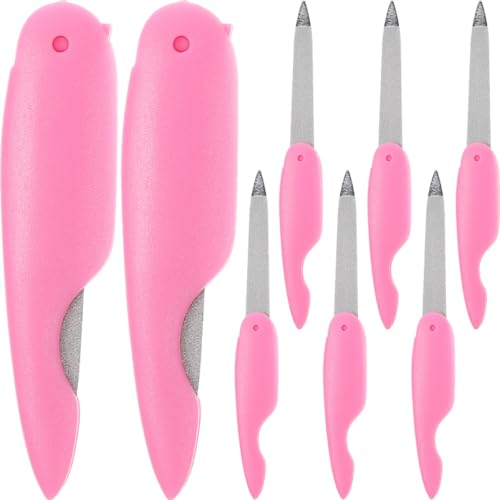 Angoily 8 Limas de Uñas Plegables de Metal Rosa Pulidor de Lima de Uñas Doble Cara Herramientas de Pedicura para Manicura y Pedicura 8 Piezas Compactas y Lavables Uso Profesional y