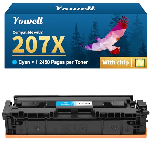 Yowell 207X Toner Cyan Compatible with HP 207X 207A for HP Color Laserjet Pro MFP M283fdw Toner for Color Laserjet Pro M255dw M282nw M283fdn M255nw M283 M282 M255 W2211A W2211X - 207X Cyan