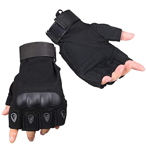 ZaySoo Black Cycling Gloves with Leather Knuckles - Image 2
