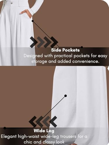 Image of GRECIILOOKS Trousers for Women High Waist | Wide Leg Trousers | Office Wear Pleated Korean Pants for Women's | Elegant Formal Pants