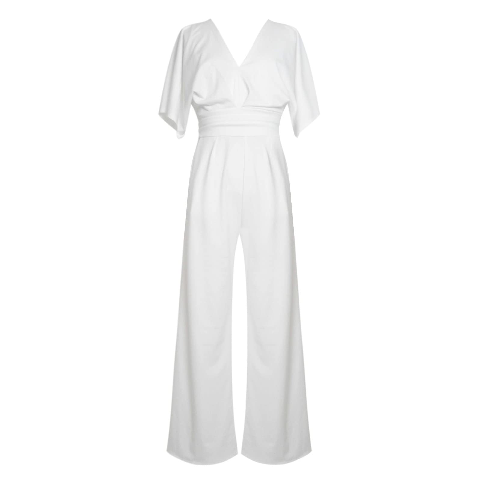 Combinaison d'été élégante pour femme avec col en V et manches longues