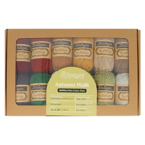 Image of Scheepjes Softfun Color Pack 12x20g Autumn Walk - Cotton-Acrylic Yarn