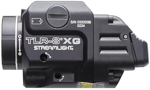 Image of Streamlight 69434 TLR-8A G Flex 500-Lumen Low Profile Pistol Light with Integrated Green Aiming Laser for Select Handguns, Includes Rear Switches, Mounting Kit, and Keys, Black