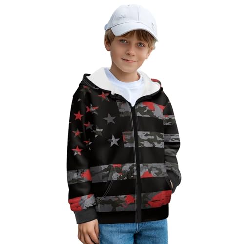 Zip Up Hoodies for Boys 6-16 Years Long Sleeve Hooded Boys Sweatshirts Thick Jacket for Holiday Travel
