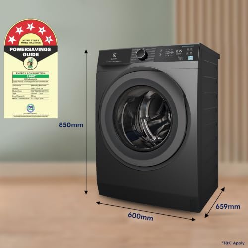 Image of Electrolux 10kg 5 Star Front Load Washing Machine, AutoSense Technology, Full Load Steam Wash, Hygienic Care, EcoInverter Motor, UltimateCare 300, EWF1024M3SB, Dark Silver