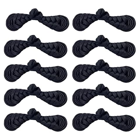 10 Pairs of Chinese Knot Frog Buttons Sewing Closure for Sweater Cape Coats Scarf Cardigan and Costumes Outfit Sewing (Pb-Black) Cover