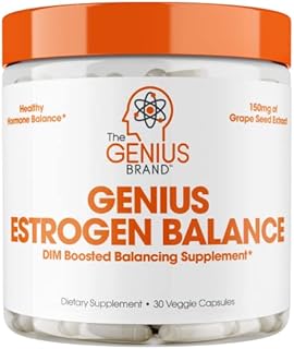 Genius Estrogen Balance, DIM Supplement - Estrogen Blocker for Men & Women - Hormones, Hormonal Acne & Menopause - Anti-Estrogen Aromatase Inhibitor with Grape Seed Extract & BioPerine - 30 Capsules