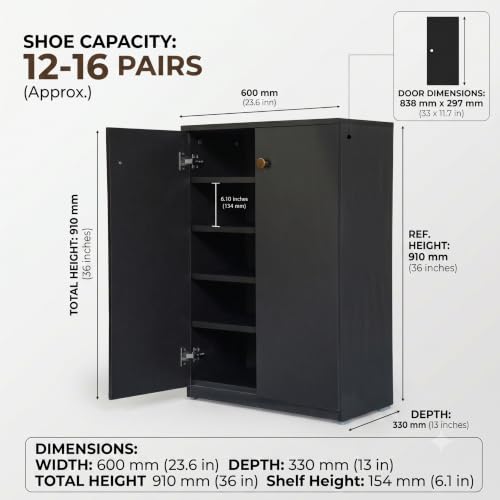 Image of Engineered Wood Shoe Rack - Stylish, Durable & Space-Saving Shoe Storage Organizer for Home & Office Use (Dark WENGE, 5 Shelves)