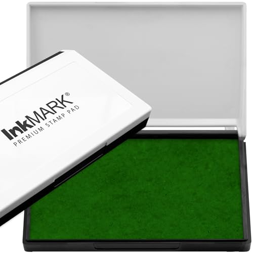 InkMark Premium Stamp Pad Medium Size 2" x 4" - for Traditional Rubber Stamps - Green Color