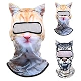 3D Cat Ski Balaclava Sheisty Face Mask with Ears Cute Animal Ski Mask Suitable for Music Festivals Raves Party Activities Yellow