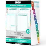 2026 Planner Refills - Planner 2026 Daily Weekly and Monthly from Jan. 2026 to Dec. 2026, Planner Refills/Inserts with 7 Punched Holes, Colorful Tabs, 5.5'' x 8.4'', Page Per Day
