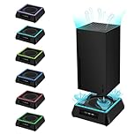 Mcbazel Cooling Fan for Xbox Series X,RGB LED Light Vertical Cooling Stand with Adjustable 3 Levels of Fan Speed and One USB3.0 Ports for Data Transmission and Two USB2.0(NOT Xbox Series S/One X/S)