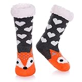 Boys Girls Cute Animal Slipper Socks Fuzzy Soft Warm Thick Fleece Lined Winter Stockings Kids...