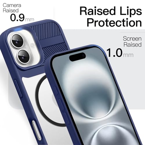 Image of KARWAN️ Magnetic Clear Back Case Cover for iPhone 16 (6.1-Inch-) |Acrylic Transparent Slim | Shockproof iPhone 16 Mobile Phone Back Cover [Clear Back] [TPU + Pc] [Blue]