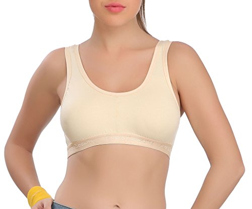 Image of Eve's Beauty Womens White and Beige Sports Bra - Pack of 2