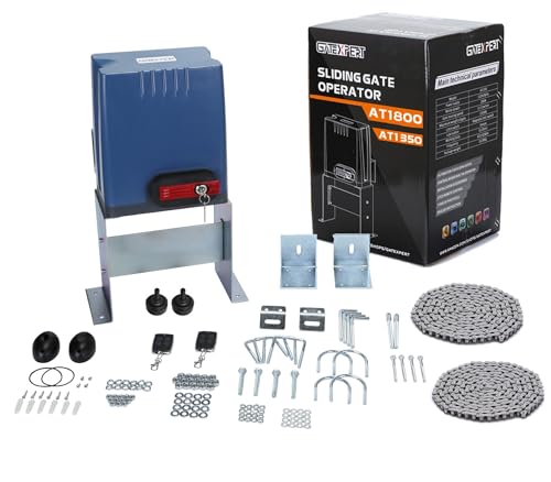 GATEXPERT Sliding Gate Opener with Remote Controls & Security Photocell Sensor,Chain Driven AC Motor for Gate up to 1350lb (AT1350 Automatic Gate Opener Kit)