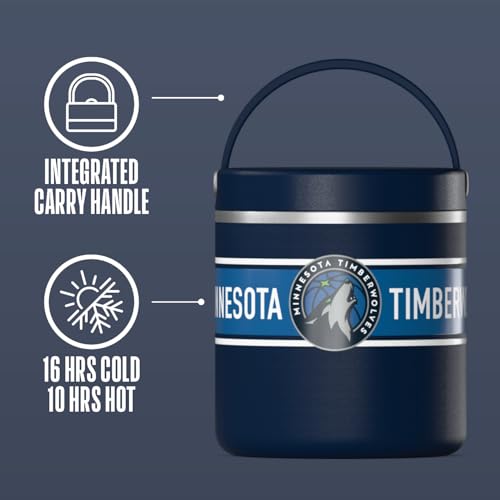 Image of Hydrapeak x NBA Officially Licensed Minnesota Timberwolves 14oz Mini Kids Water Bottle with Straw Lid and Handle Reusable Stainless Steel Double Wall Insulated Spill Proof Sports Gift for Boys Girls