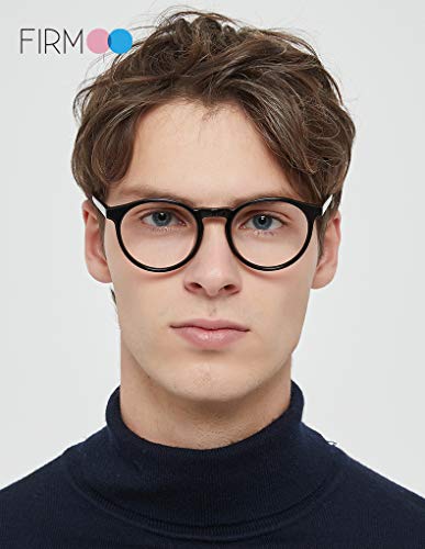 Firmoo Round Blue Light Blocking Glasses Unisex, Reduce Headache Anti Eyestrain Cut UV400, Chic Computer Glasses Non Prescription Blue Light Blocker (Black Frame) - Thumbnail 2