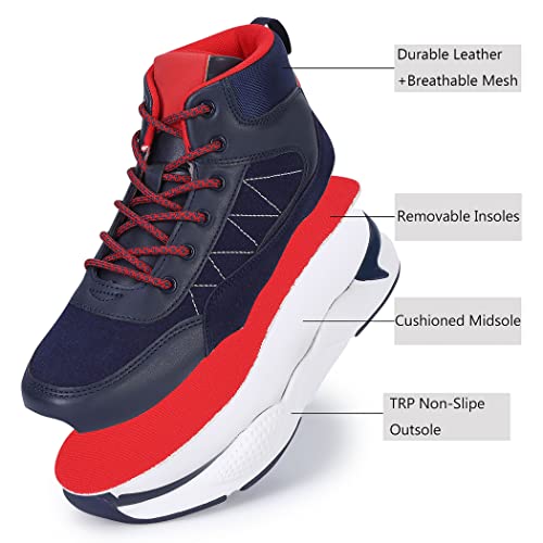 Spr&Joy Boys Boots Fashion Lace Hiking Boot For Kids Anti-Slip Comfortable Walking Shoes Outdoor Lightweight Athletic Trekking Casual Sneakers,Navy Blue_11_Little Kid #TOP3