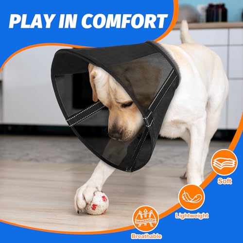 Image of Breathable Mesh Dog Cone Collar for Surgery, Soft Elizabethan Recovery Alternative to Stop Licking,Pet Neck Collar for Large Medium Small Breeds, M