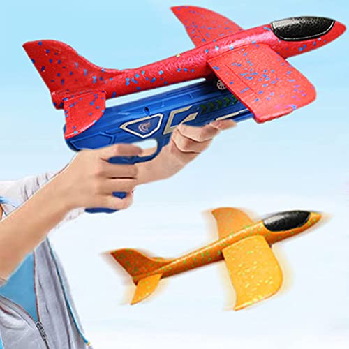 Kabosen Airplane Toyï¼Œ2 Pack Flying Airplane Toys with Launcher,Foam Glider Catapult Airplane Toy for Kids,Glider Foam Airplane Games for Boys Girls Age 4 5 6 7 8 9 10 11 12 Years Old Gift (2pack)