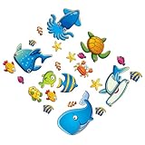 KESYOO 滑り止め浴槽ステッカー 漫画海洋動物デザイン 防水粘着式バスタブ用ウォールライト 浴室床装飾セット 1Set