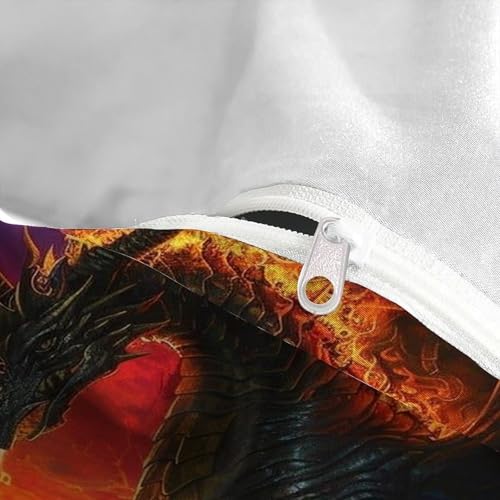 Housse de couette licorne dragon anti-plis avec fermeture éclair pour parure de lit - 5