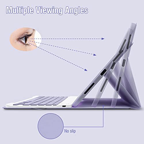 Bettdow Detachable Wireless Color Keyboard Case with Pencil Holder, Case with Keyboard for 10.9 Inch iPad Air 5th Gen 2022/Air 4th Gen 2020 Support Pencil Adsorption Charging Auto Sleep/Wake (Purple)