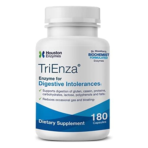 Houston Enzymes – TriEnza – 180 Capsules (90 Doses) – Broad-Spectrum Enzymes for Digestive Intolerances – Supports Digestion of Gluten, Casein, Soy, Proteins, Carbohydrates, Sugars, Fats & Polyphenols Cover