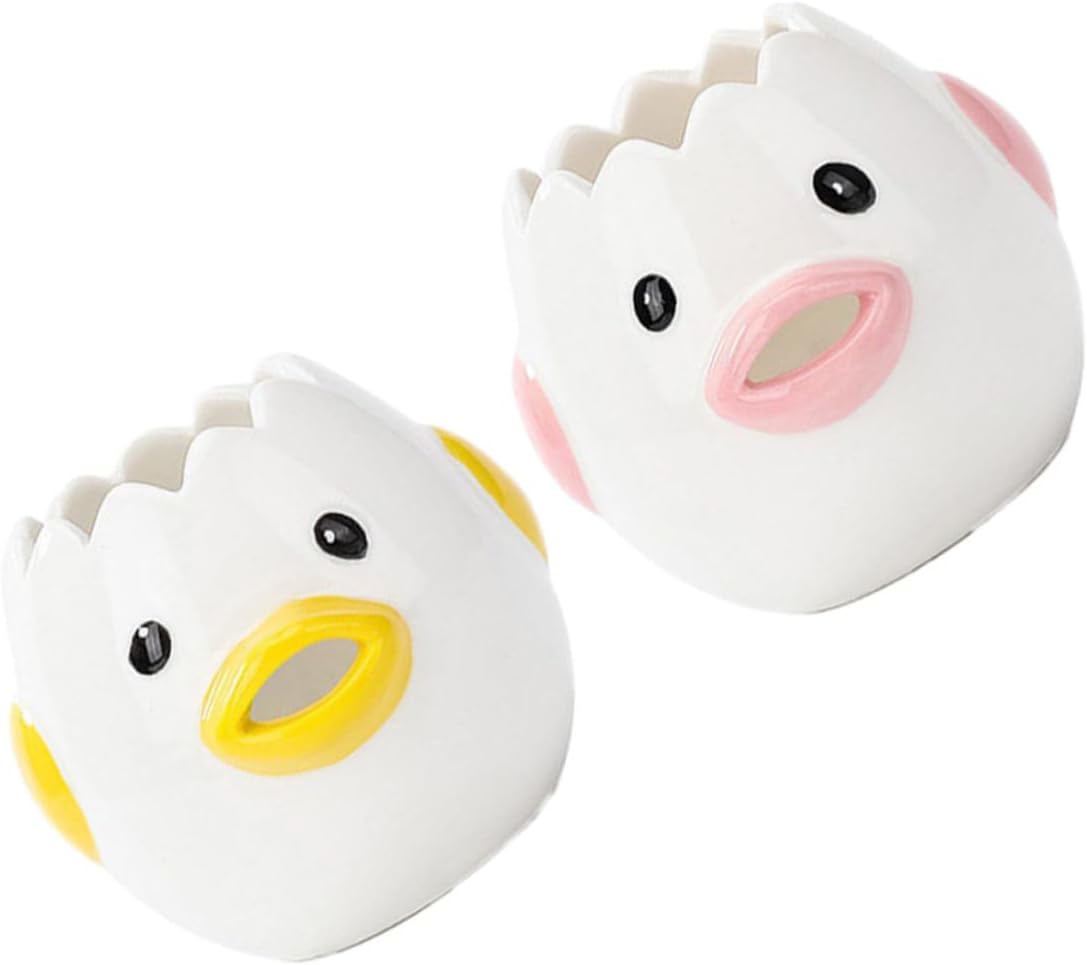 2 Pcs Wear-resistant Ceramic Egg Separators Household Egg Filtration Tools with Low Water Absorption Cute Chick Design Kitchen Cooking Accessories