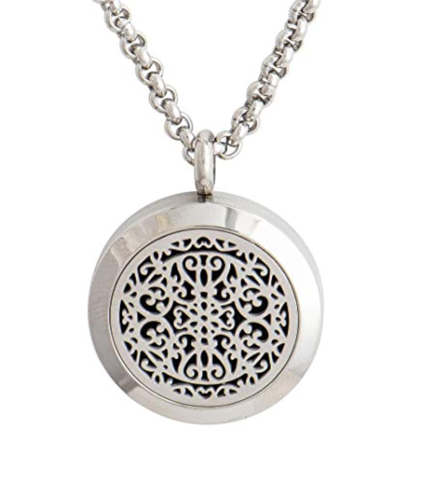 Wrought Iron Essential Diffuser Necklace Stainless Steel Locket Pendant Set