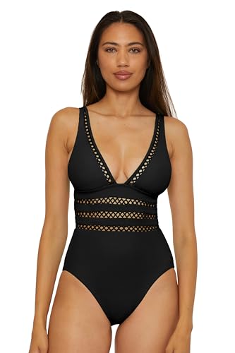 BECCA Women's Modern Edge One Piece Swimsuit, Adjustable, Bathing Suits