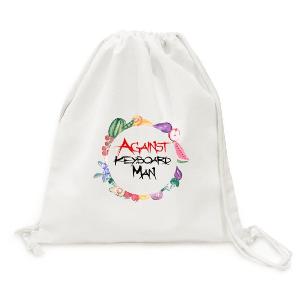 Sac en tissu pliable à sangle pour fruits et légumes l'homme contre le clavier écolo
