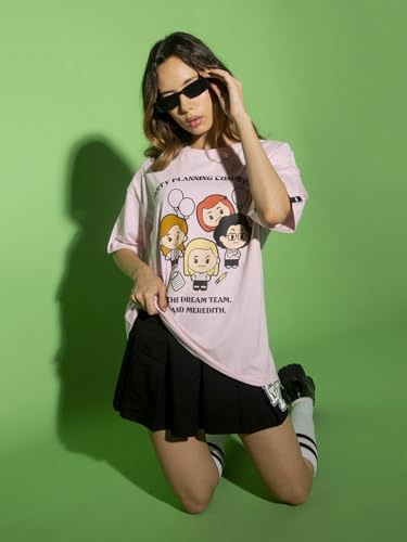 Image of Bewakoof Official The Office Merchandise Women's 100% Cotton Graphic Print Oversized Fit Round Neck T-Shirt