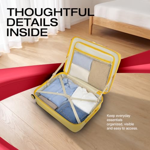 Image of American Tourister Zenrix | Cabin Trolley Bag (55 cm) | 360 8 Wheel Travel Luggage | Hard Case Polycarbonate Suitcase | Recessed TSA Lock | Yellow & Pale Yellow