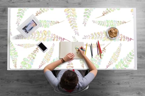 Tapis de bureau feuilles aquarelles en vinyle PVC pour protéger vos tables des rayures