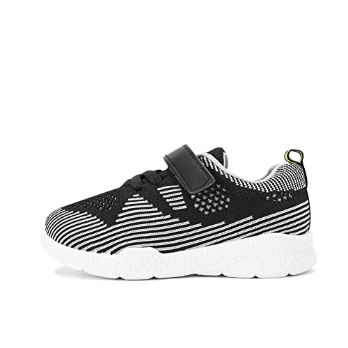 Mallofusa Toddler Running Shoes Boys Girls Lightweight Breathable Sneakers Washable Strap Athletic Tennis Shoes for Kids' Running Walking (Black White, Numeric_7)4
