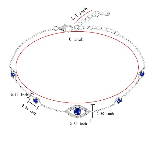 S925 Sterling Silver Blue Evil Eyes Link Bracelet Sparking Cubic Zirconia Link Daily Protection Adjustable Chain Jewelry Gift For Women Girls #TOP4