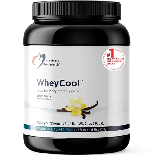 Designs for Health WheyCool - Grass Fed Whey Protein Powder Supplement with 22g Protein May Support Athletes Muscles + Energy - Non-GMO + Gluten-Free Vanilla (30 Servings / 900g)