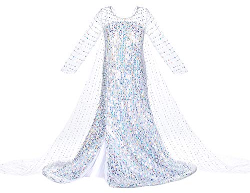 Luxury Princess Dress Costumes with Shining Long Cape Girls Birthday Party