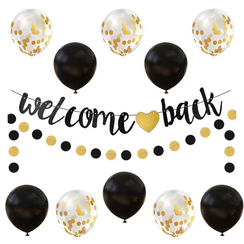 Welcome Back Deko Willkommen Zurück Deko Set Welcome Back Girlande Willkommen Home Girlande mit Welcome Back Banner Luftballons für Familie Party Einweihungs Party Zuhause Geburt