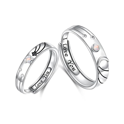 Bague ajustable opale étoile et lune pour éviter les erreurs de taille