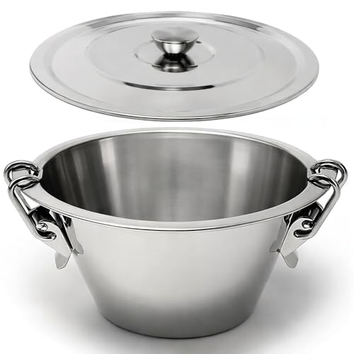 Menax - Wasserbadform - Puddingform mit Deckel - Förmchen für Pudding - Puddingformen zum Stürzen - Creme Brulee Schälchen, Souffle Förmchen - Edelstahl - 18 cm