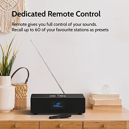 DAB/DAB+ & FM Radio Bluetooth Speaker, 20W Stereo Sound Digital Radio with Remote Control, DAB Radio with LCD Display, AUX In, Headphone Out, Bluetooth Stereo Speakers with DRC (Dynamic Range Control)