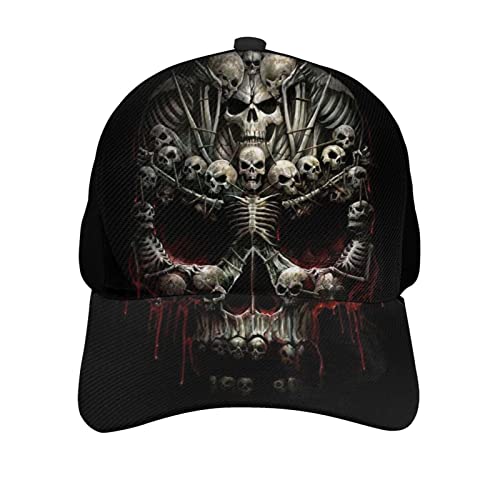 KJHBVND Baseballkappe für Herren und Damen, schwarzer Teufel-Totenkopf, Hip-Hop-Kappen, Vater-Trucker-Kappe, verstellbare Snapback-Hüte, Schwarz , One size