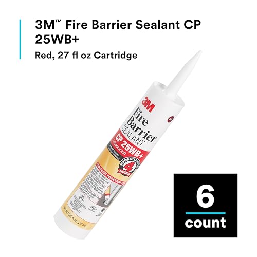 Image of 3M 11641-case Fire Barrier Sealant CP 25WB+, Cartridge, 27 fl. oz. (Pack of 6),Red