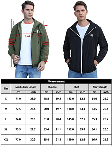 Wayleb Veste de Pluie Homme Capuche Coupe-Vent Homme Impermeable Légère Veste Imperméable Homme Pluie Longue Manteau de Pluie Homme avec Capuche Zippé pour Randonnée Voyage Camping Noir,XL - Image 7